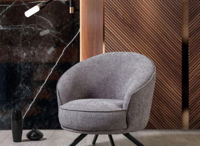 Moderner Grauer Sessel Edelstahlfüße Stoffsessel Polyester Einsitzer